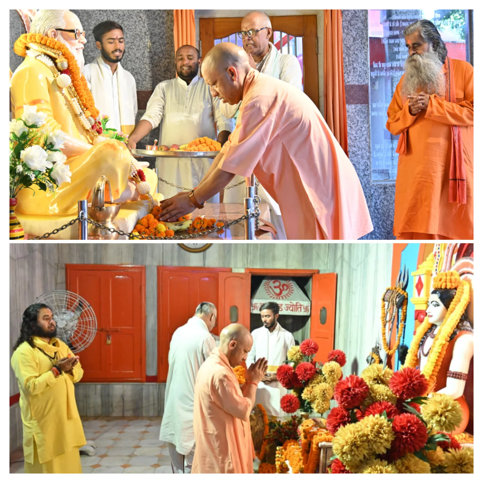 बाबा गोरखनाथ और गुरु अवैद्यनाथ की मूर्तियों पर पुष्प अर्पित कर प्रदेश की खुशहाली की कामना