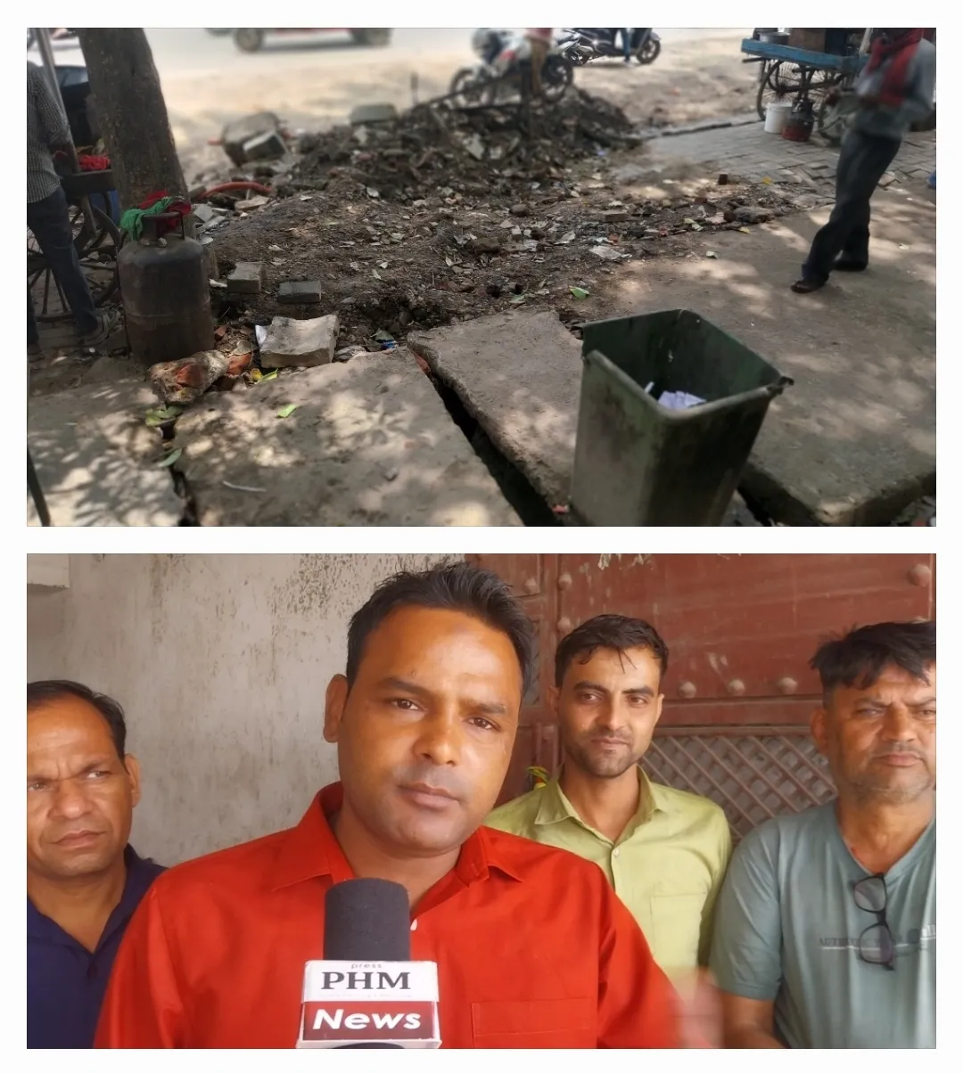 सड़क पर मलबा और मंदिर के सामने गंदगी से लोगों में नाराजगी