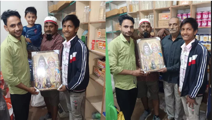अनुज शर्मा ने मशहूर यूपी वाला शेखचिल्ली का भोले शंकर की तस्वीर भेंट कर किया सम्मान