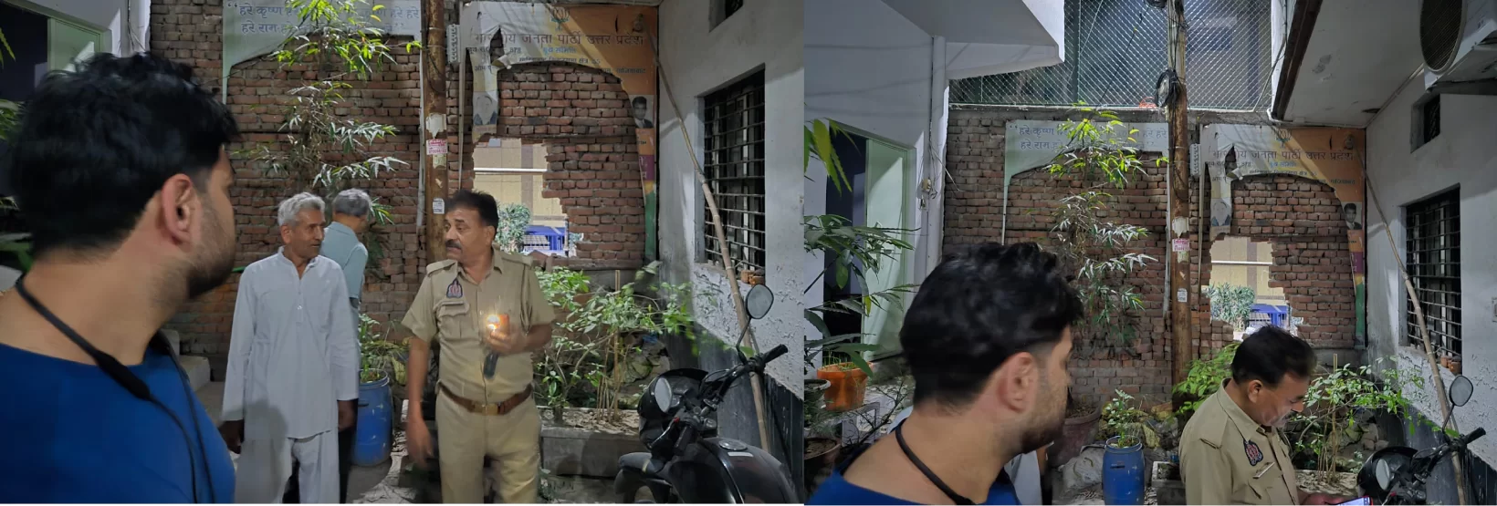 नंदग्राम के ओम एन्क्लेव में आधी रात दीवार तोड़ने का आरोप, स्थानीय लोगों में दहशत