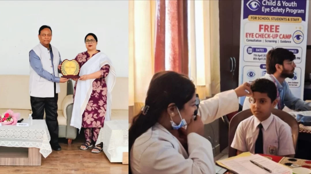 राज आई हॉस्पिटल की टीम ने छात्रों व स्टाफ का किया नेत्र परीक्षण, आंखों की देखभाल पर दी अहम जानकारी