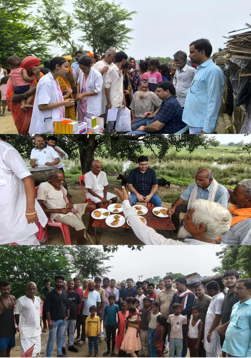 शारदा नदी की बाढ़ में फंसे परिवारों तक पहुंची डॉक्टर टीम, बांटी दवाइयां